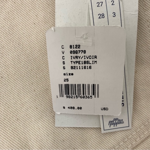 NWT Peppino Peppino Free People Type 18 Slim Ecru Selvege Denim Jeans, Size 25 - Picture 10 of 10